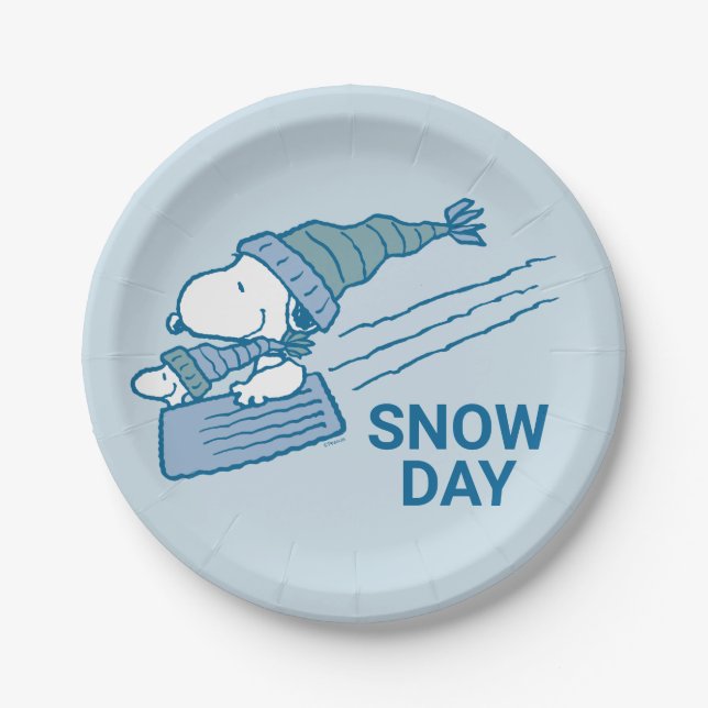 Peanuts | Snoopy & Woodstock Sledding Paper Plate (Front)