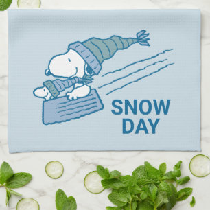 Peanuts   Snoopy & Woodstock Sledding Tea Towel