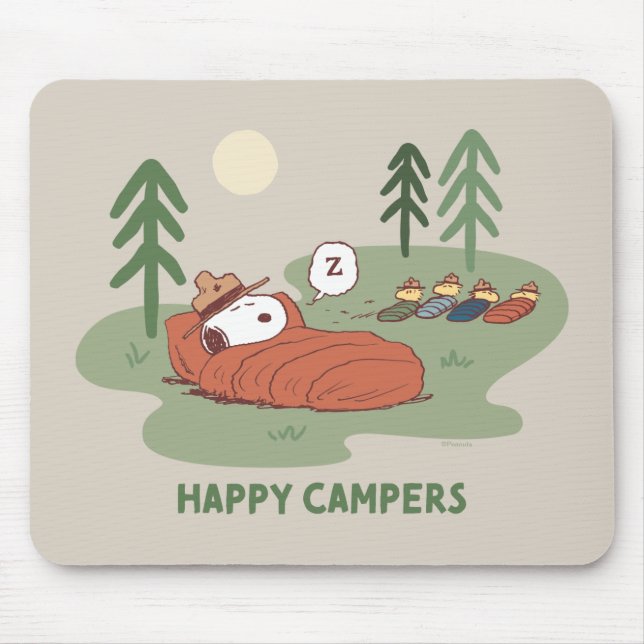 Peanuts | Snoopy & Woodstock Sleeping Campers Mouse Pad (Front)