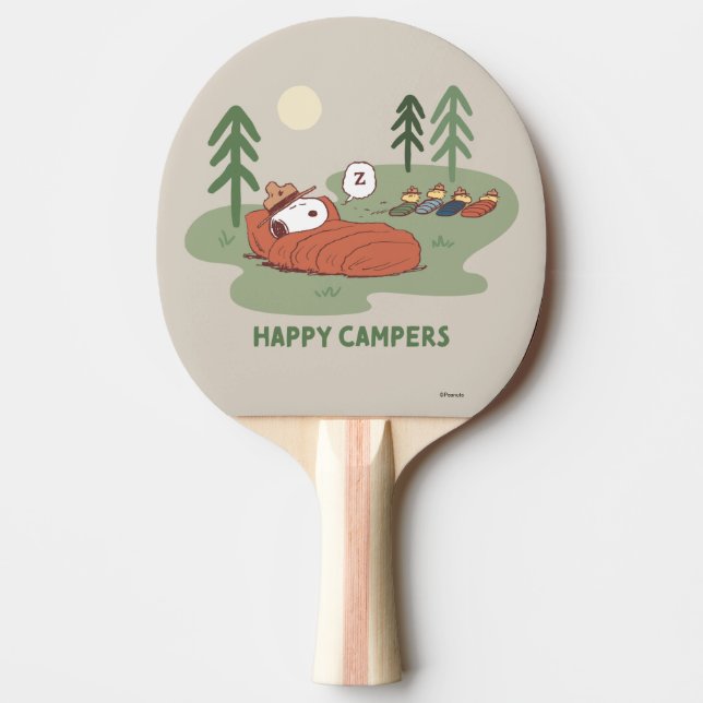 Peanuts | Snoopy & Woodstock Sleeping Campers Ping Pong Paddle (Front)