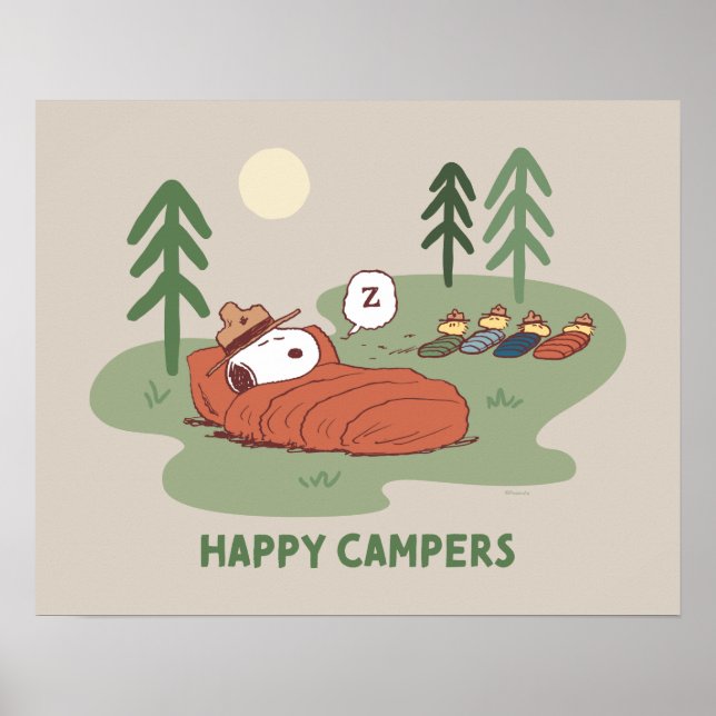 Peanuts | Snoopy & Woodstock Sleeping Campers Poster (Front)