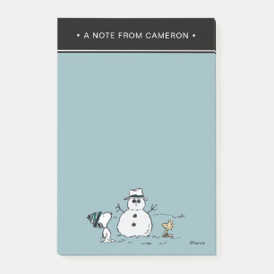 Peanuts   Snoopy & Woodstock Snowman   Add Name Post-it Notes