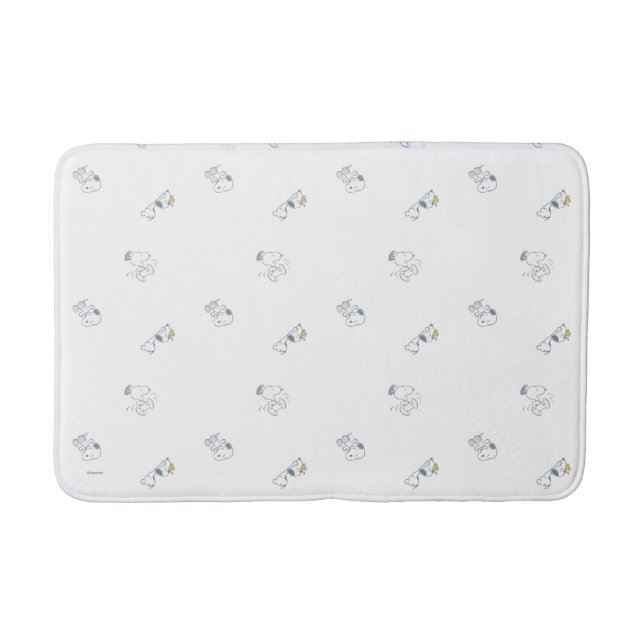 Peanuts | Snoopy & Woodstock Soft Grey Pattern Bath Mat (Front)