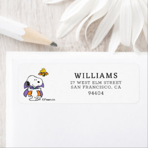 Peanuts Snoopy Woodstock Vampire Halloween Return Address Label