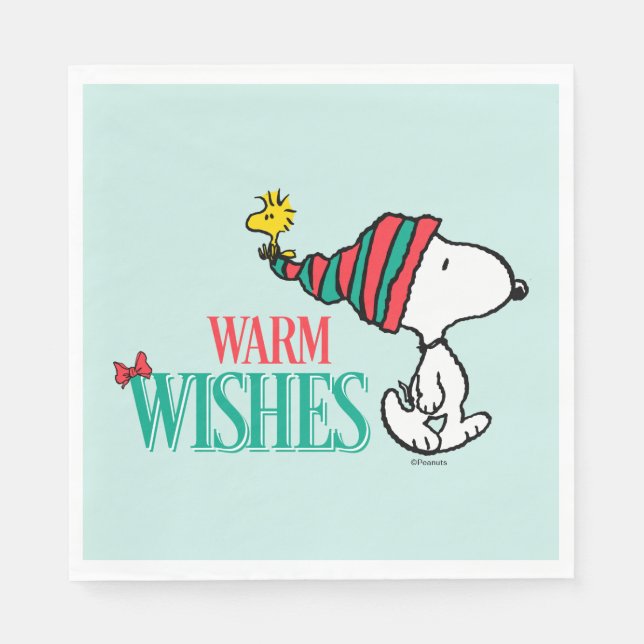 Peanuts | Snoopy & Woodstock Warm Wishes Napkin (Front)