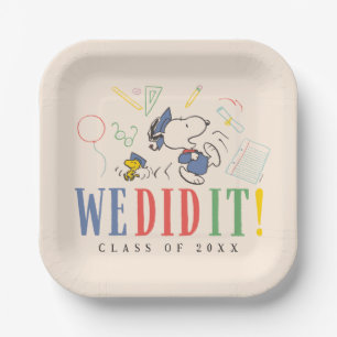 Peanuts Snoopy Woodstock We Did It Graduation Cap Paper Plate