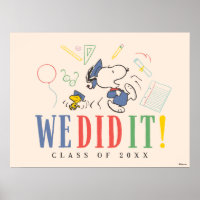 Peanuts Snoopy Woodstock We Did It Graduation Cap