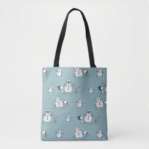 Peanuts Snoopy & Woodstock Winter Break Pattern Tote Bag