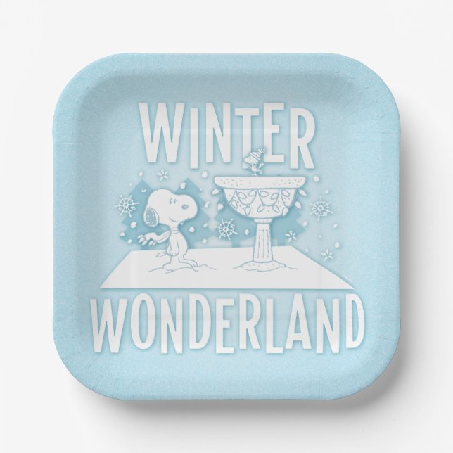 Peanuts | Snoopy & Woodstock Winter Wonderland Paper Plate (Front)