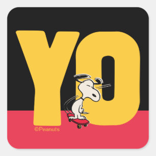 Peanuts   Snoopy YO Skateboard Square Sticker