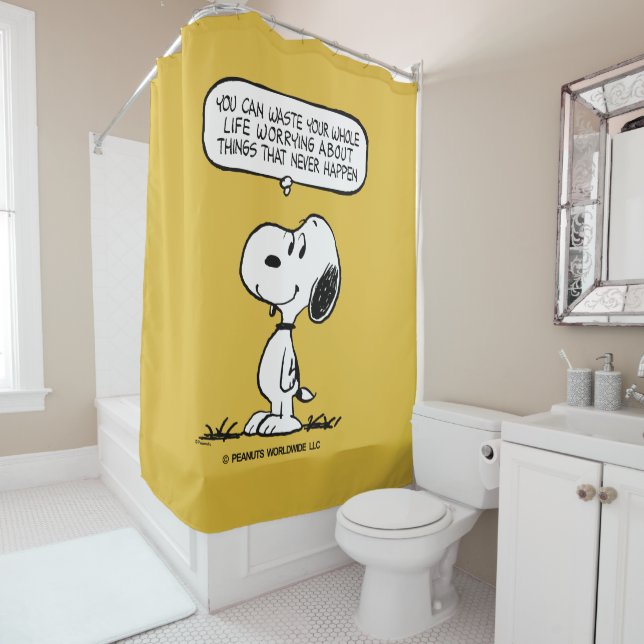 Peanuts | Snoopy You Can't Waist Your Whole Life Shower Curtain (In Situ)