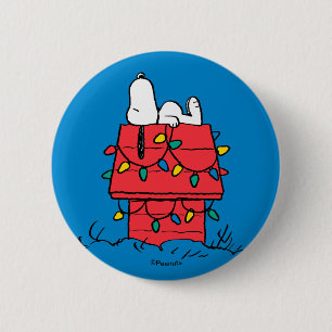 Peanuts   Snoopy's Dog House With Lights 6 Cm Round Badge