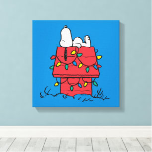 Peanuts Snoopy's Dog House With Lights Canvas Print
