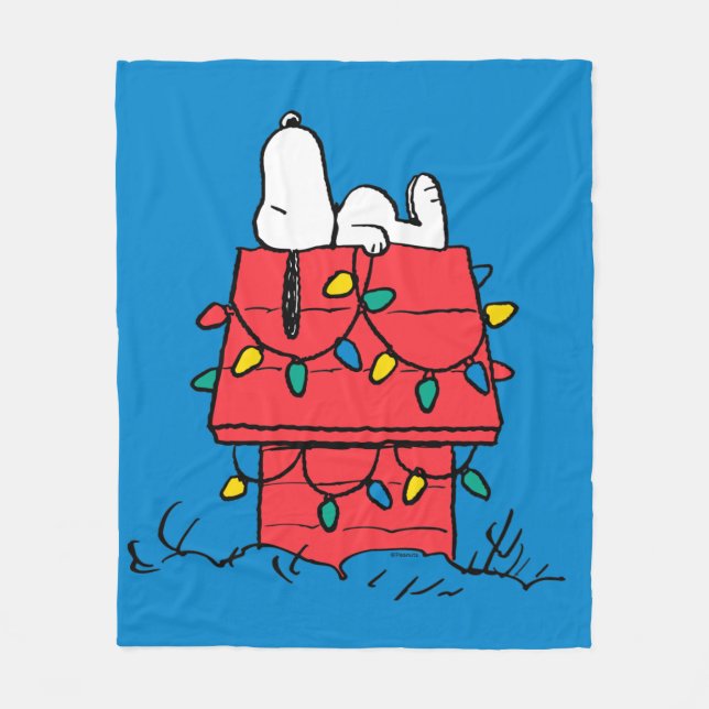 Peanuts | Snoopy's Dog House With Lights Fleece Blanket (Front)