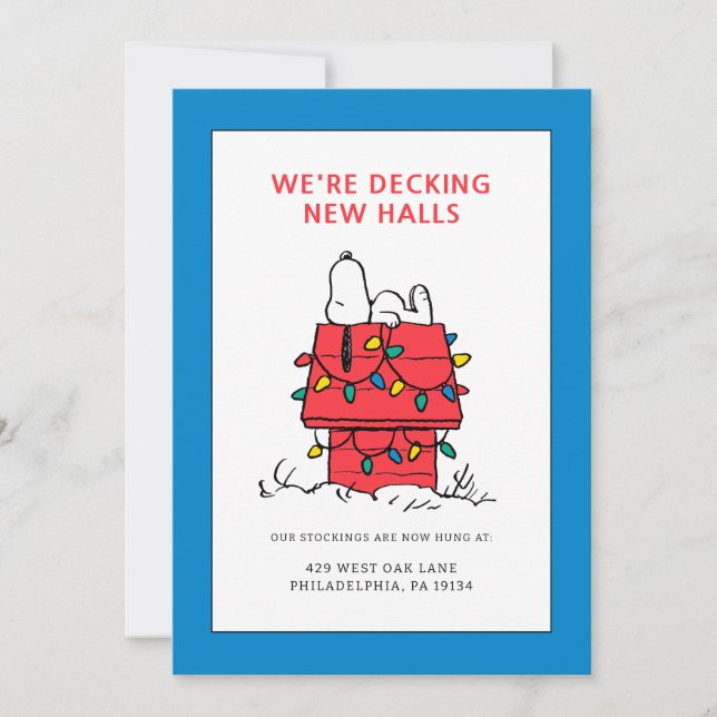 Peanuts | Snoopy's Dog House With Lights Holiday Card (Front)