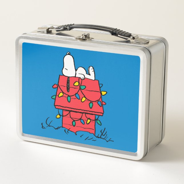 Peanuts | Snoopy's Dog House With Lights Metal Lunch Box (Front)