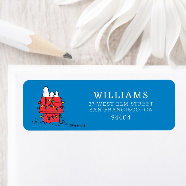 Peanuts | Snoopy's Dog House With Lights Return Address Label (Insitu)