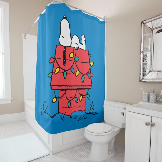 Peanuts | Snoopy's Dog House With Lights Shower Curtain (In Situ)