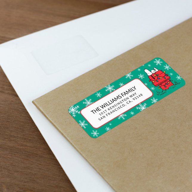 Peanuts | Snoopy's Doghouse With Lights Return Address Label (Label on envelope)