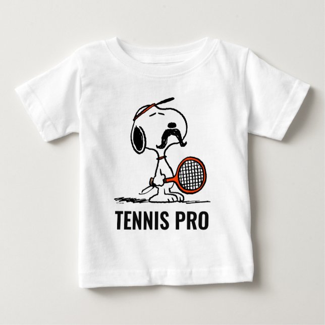 Peanuts | Snoopy's Moustache Playing Tennis Baby T-Shirt (Front)