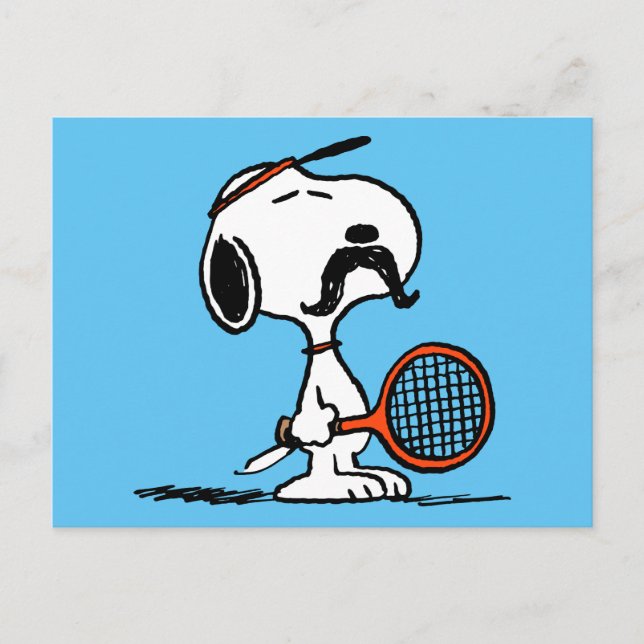 Peanuts | Snoopy's Moustache Playing Tennis Postcard (Front)