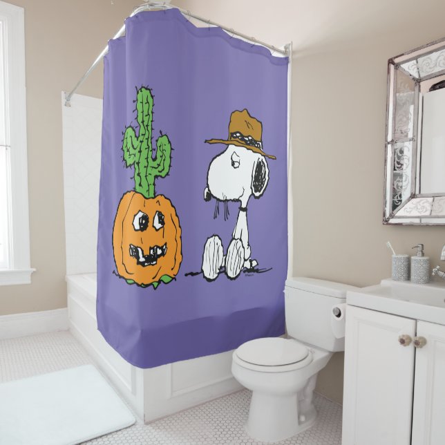 Peanuts | Spike's Desert Halloween Shower Curtain (In Situ)