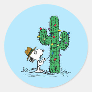 Peanuts   Spike's Holiday Cactus Classic Round Sticker