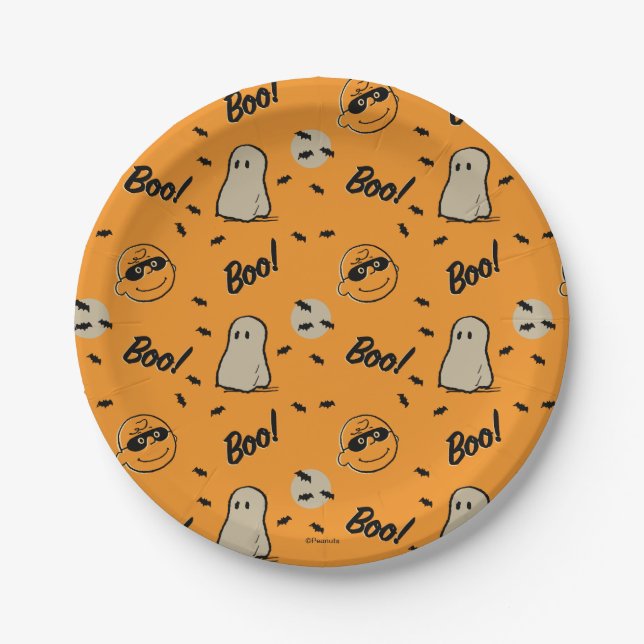 Peanuts | Spooky Crew Halloween Pattern Paper Plate (Front)