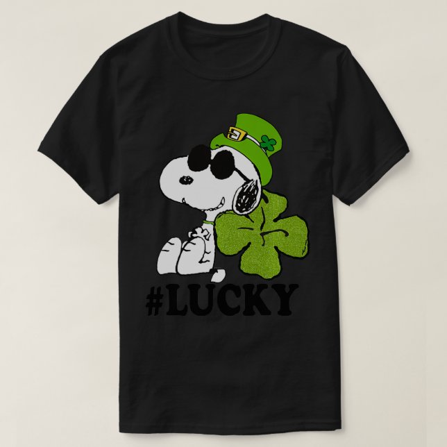 Peanuts St Patricks Lucky Clover  T-Shirt (Design Front)