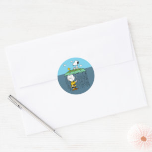 Peanuts   Sunny Day Rainy Day Half & Half Classic Round Sticker