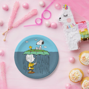 Peanuts   Sunny Day Rainy Day Half & Half Paper Plate