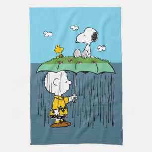 Peanuts   Sunny Day Rainy Day Half & Half Tea Towel