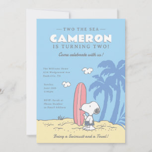 Peanuts   Surf's Up Snoopy Summer 2nd Birthday Invitation