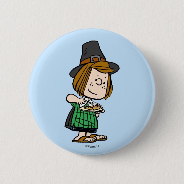 Peanuts | Thanksgiving Peppermint Patty 6 Cm Round Badge (Front)