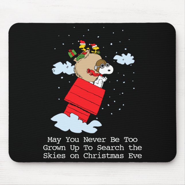 Peanuts The Flying Ace At Christmas  Mouse Pad (Front)