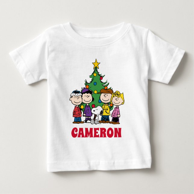 Peanuts | The Gang Around the Christmas Tree Baby T-Shirt (Front)