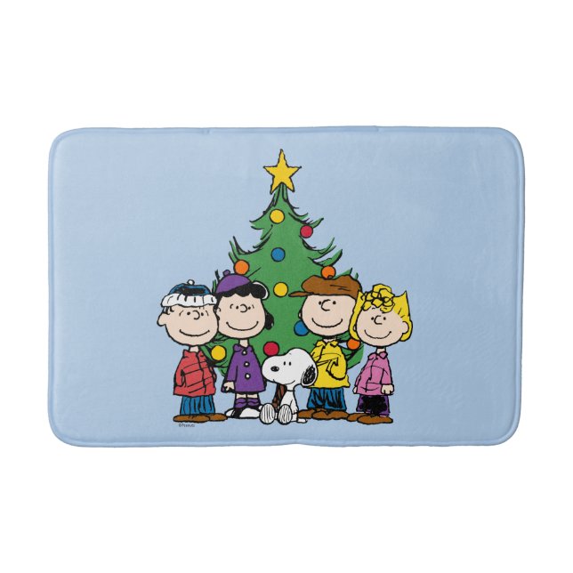 Peanuts | The Gang Around the Christmas Tree Bath Mat (Front)