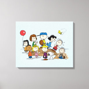 Peanuts The Gang at the Pitcher's Mound Canvas Print