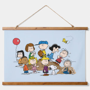 Peanuts   The Gang at the Pitcher's Mound Hanging Tapestry