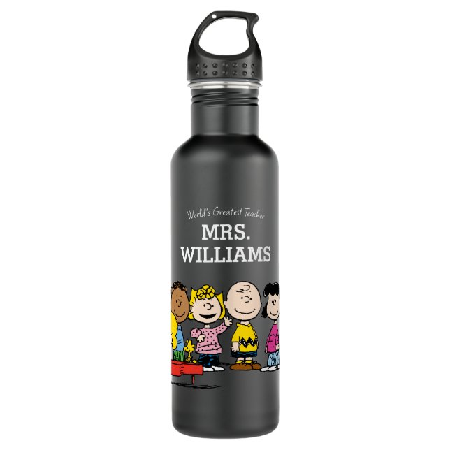 Peanuts | The Gang Greatest Teacher Personalised 710 Ml Water Bottle (Front)