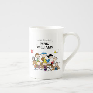 Peanuts   The Gang Greatest Teacher Personalised Bone China Mug