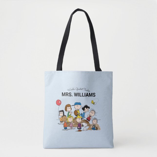 Peanuts | The Gang Greatest Teacher Personalised Tote Bag (Front)