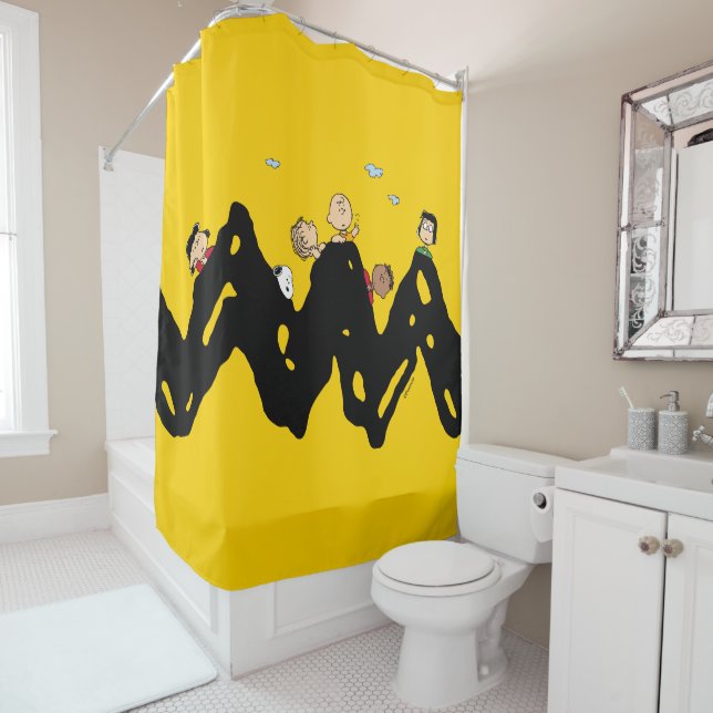 Peanuts | The Gang on the Zig Zag Shower Curtain (In Situ)