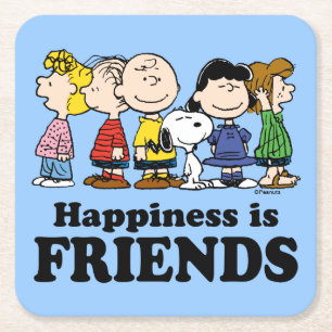 Peanuts   The Peanuts Gang Together Square Paper Coaster