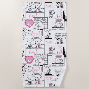 Peanuts   Valentine Heart Love Pattern Beach Towel