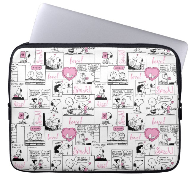Peanuts | Valentine Heart Love Pattern Laptop Sleeve (Front)