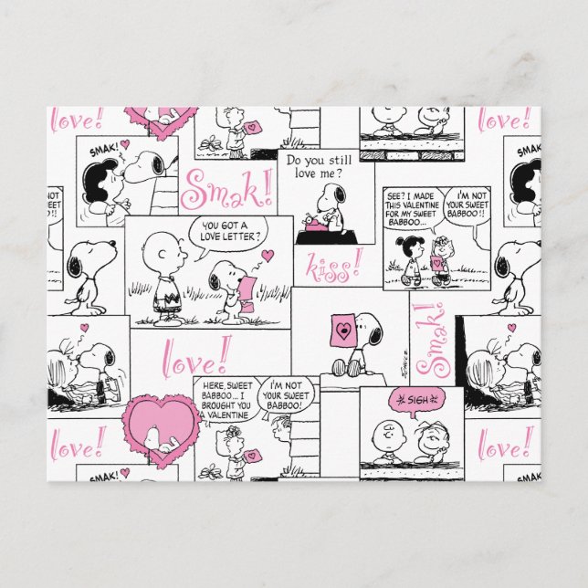 Peanuts | Valentine Heart Love Pattern Postcard (Front)