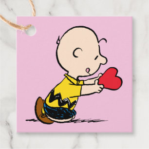 Peanuts   Valentine's Day Charlie Brown Red Heart Favour Tags