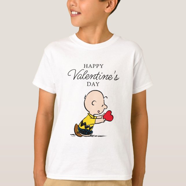 Peanuts | Valentine's Day Charlie Brown Red Heart T-Shirt (Front)