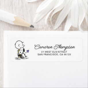 Peanuts   Valentine's Day   Charlie Brown & Snoopy Return Address Label